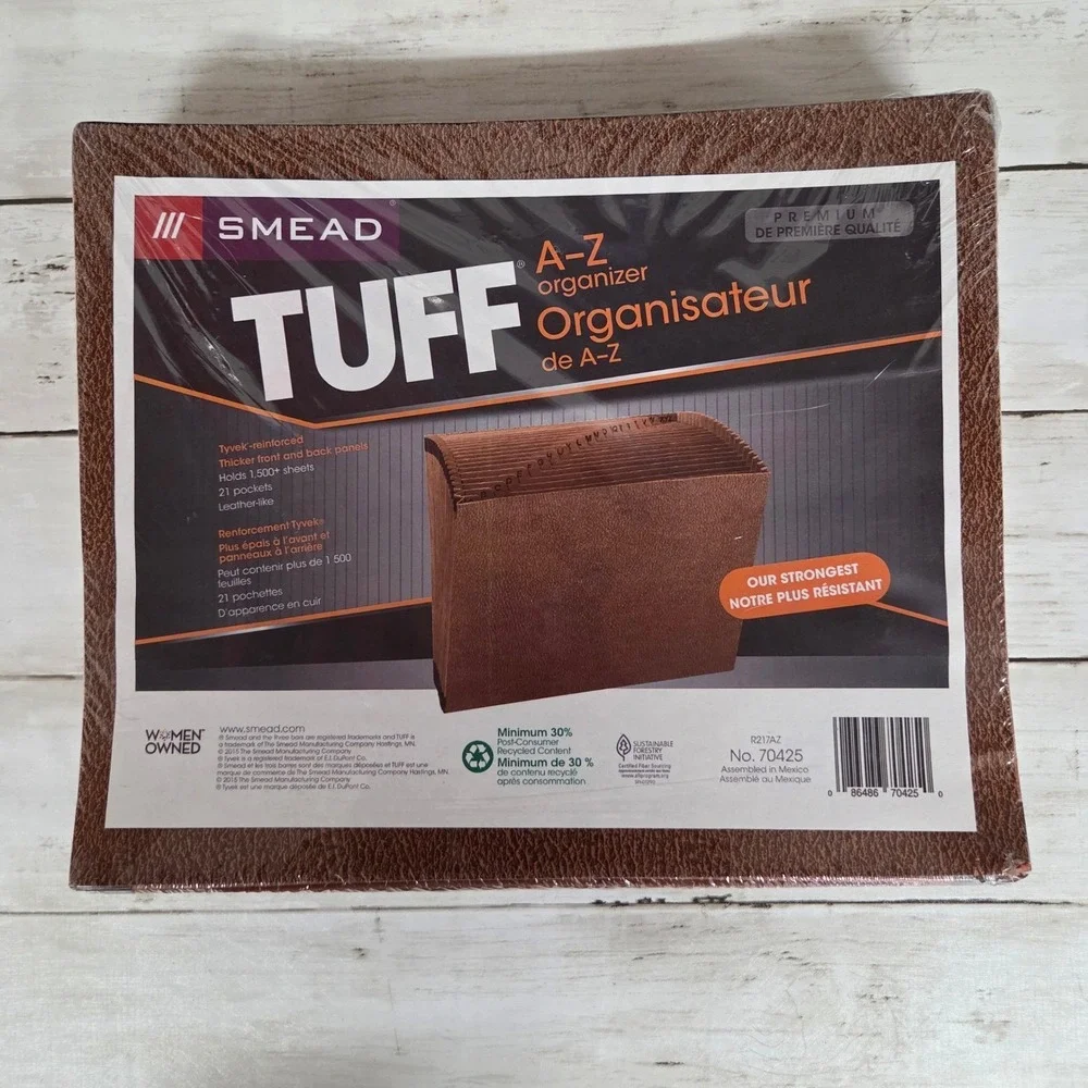 Smead Expanding File Organizer Brown TUFF 70425 A-Z 21 Pocket Heavy Duty